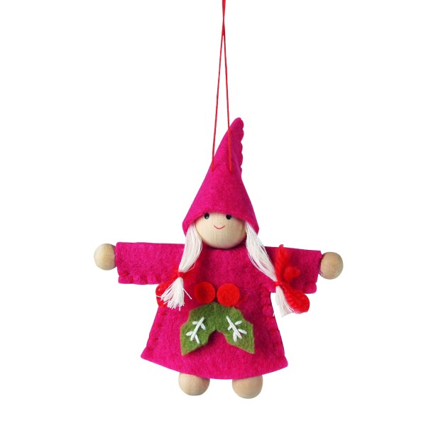 Anhänger Wichtel, Filz pink