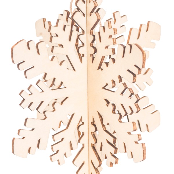 Anhänger Holz gelasert, 3D Schneeflocke E