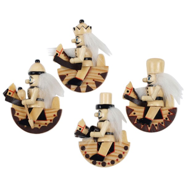 Magnet-Figur Nussknacker auf Schaukelpferd, natur 4er Set