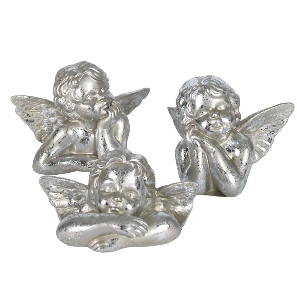 Deko-Figuren Engel "Da Vinci" silber, 3 Stück