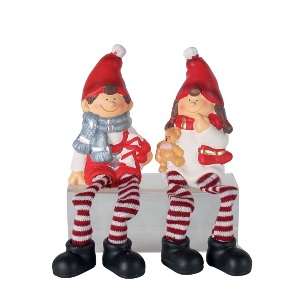 Deko-Kantensitzer Mädchen und Junge 20cm, 2 Stück