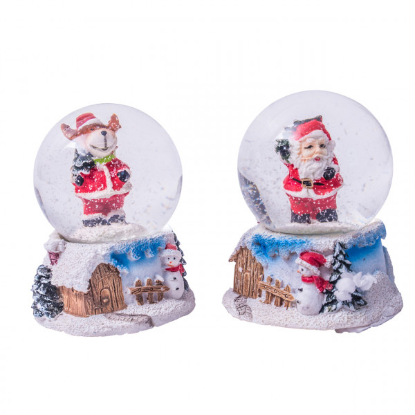Schneekugel Weihnachtsfigur- Sockel Winterlandschaft, 2 Stück
