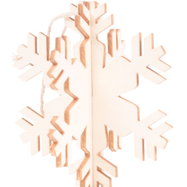 Anhänger, Holz gelasert, 3D Schneeflocke B
