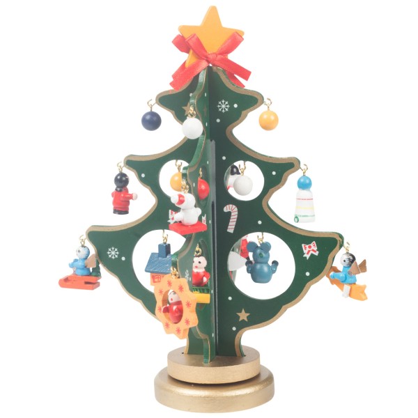 Deko-Christbaum mit Figuren, grün-gold