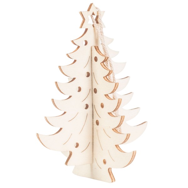 Anhänger 3D Tannenbaum, Holz