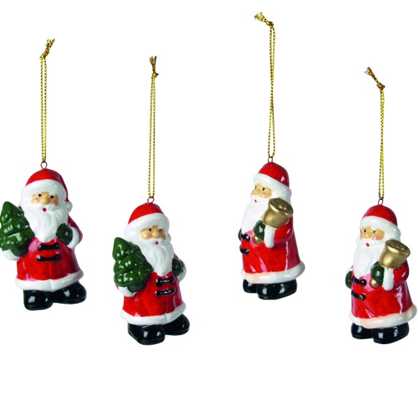 Anhänger Weihnachtsmänner, rot-weiß, 4er Set
