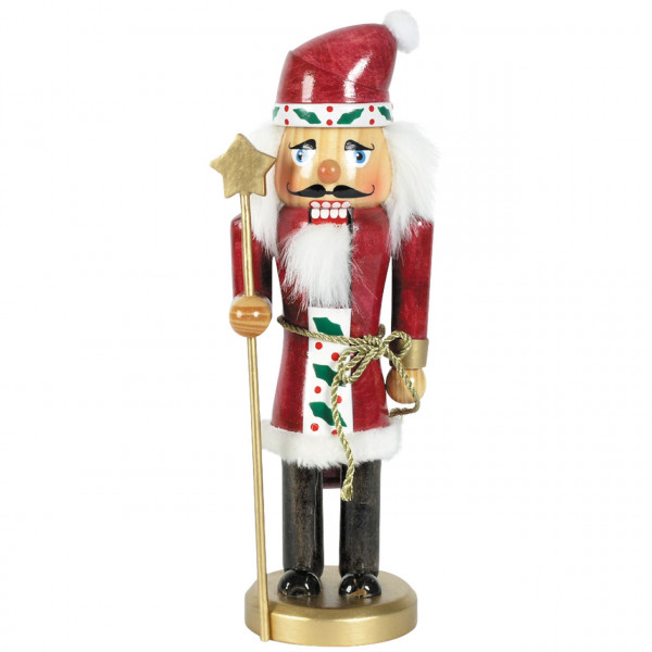 Nussknacker Weihnachtsmann mit Stern 25cm, rot-weiß