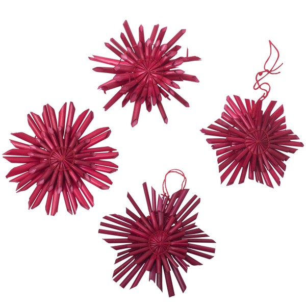 Strohsterne verschiedene Formen, rot, 23er Set