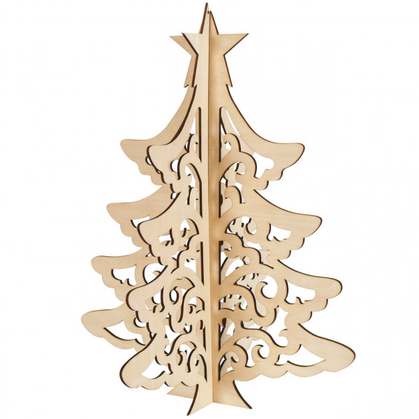 Deko-Tannenbaum 3D, Holz natur, gelasert, 50 cm