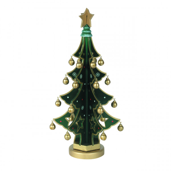 Deko-Tannenbaum mit Christbaum-Kugeln drehbar, Holz