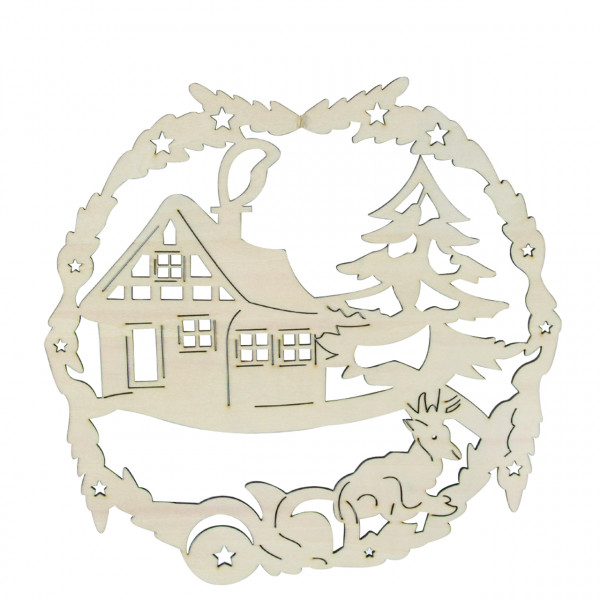 Winterliche Fensterdekoration, Haus
