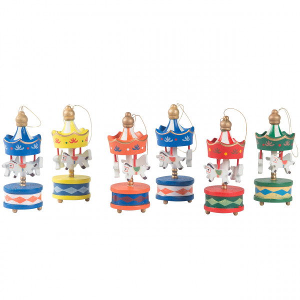 Anhänger Karussell, Holz bunt, 6er Set
