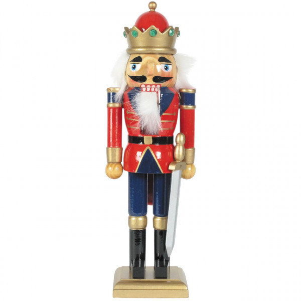 Nussknacker König mit Schwert 30cm, rot-blau