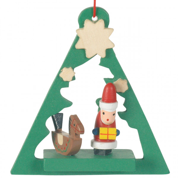 Anhänger Baum mit Santa Claus, Holz farbig