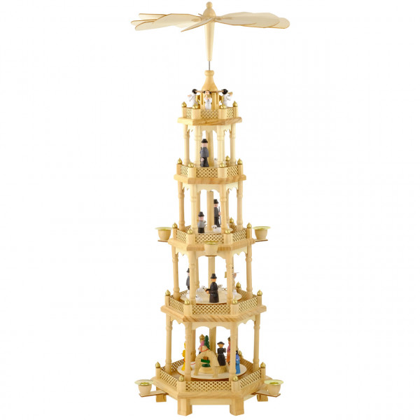 Große Weihnachts-Pyramide 5 Etagen, natur-farbig