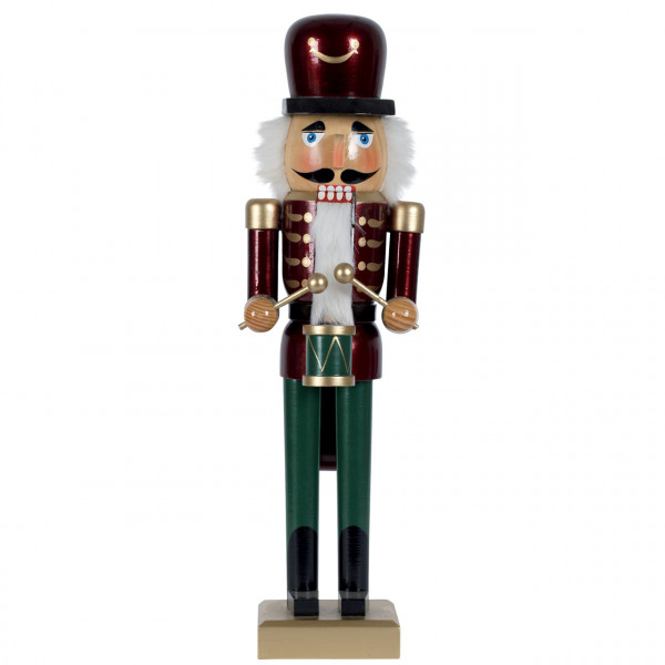 Nussknacker Trommler XL 80cm, bordeaux-grün