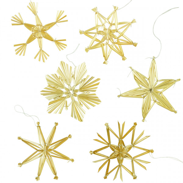 Strohsterne verschiedene Formen E, natur, 30er Set